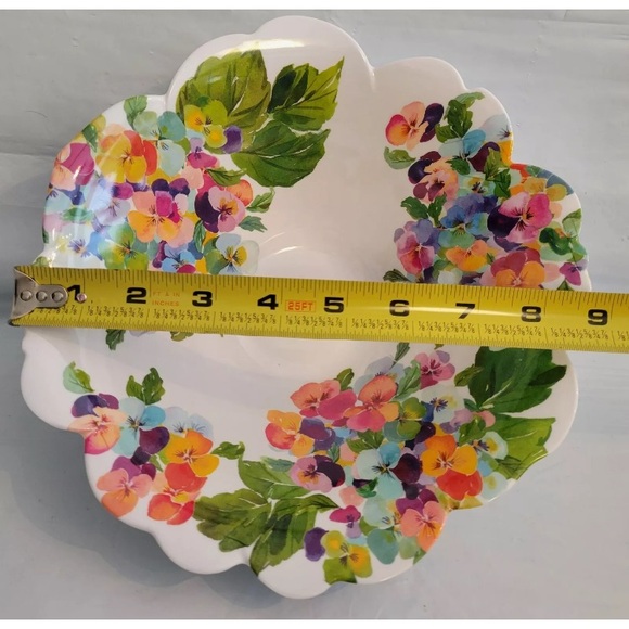 4pc Rachel Zoe Nesting Bowls Melamine Flower Bloom Multicolor Serving Spring Set - Picture 8 of 12